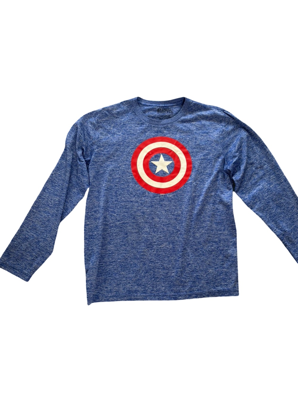 Marvel Blue Long-Sleeve Tee with Captain America Shield